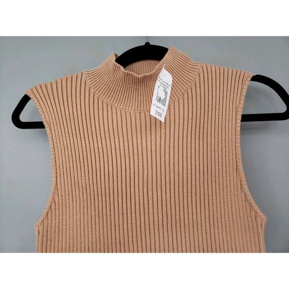NEW English Factory white tan Turtle Neck Dress size SMALL OLD MONEY PREP office - Picture 5 of 9